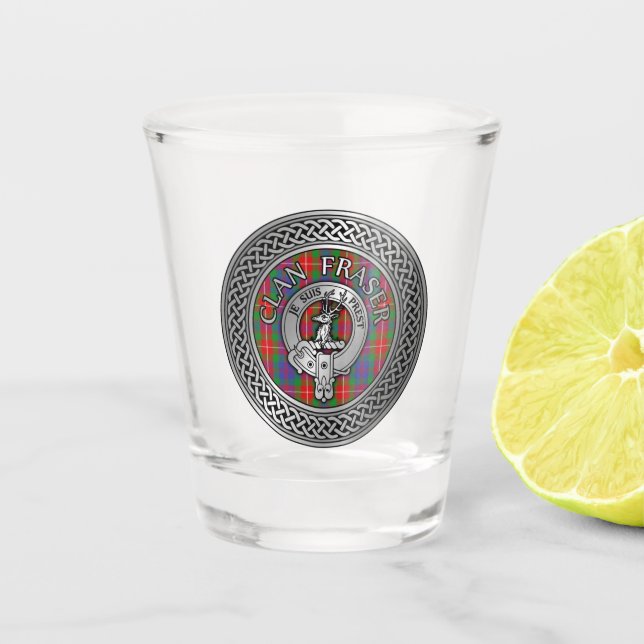 Verre A Shot Clan Fraser Crest & Tartan Knot Shot Glass (Devant)