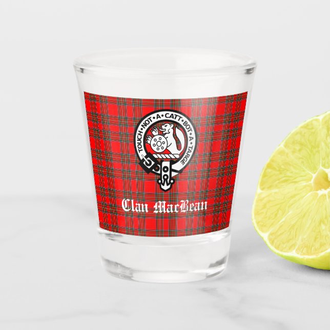 Verre A Shot Clan MacBean Crest Badge & Tartan (Devant)