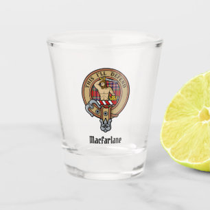 Verre A Shot Clan MacFarlane Crest sur Red Tartan