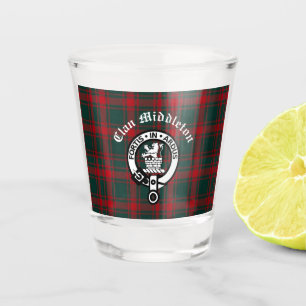 Verre A Shot Clan Middleton Crest Badge et Tartan