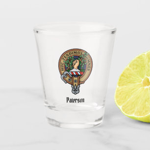 Verre A Shot Clan Paterson Crest sur Tartan