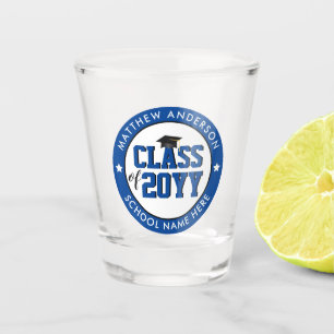 Verre A Shot Classe de 2023 Elegant Blue Graduate Graduation