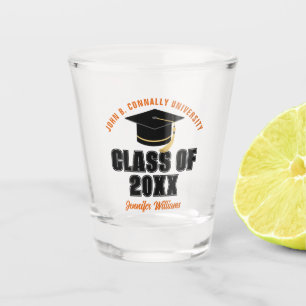 Verre A Shot Classe de Graduation 2025 Orange Custom Graduate