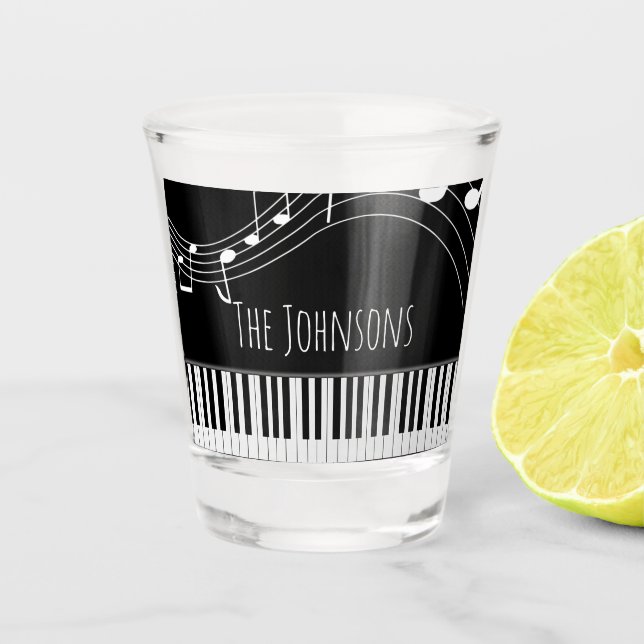 Verre A Shot Clavier de piano et notes musicales (Devant)