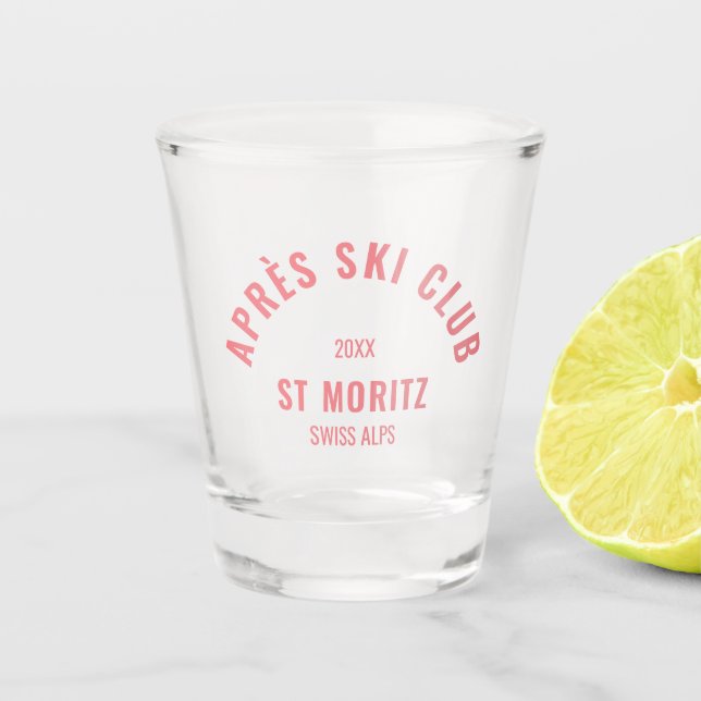 Verre A Shot Club Après Ski Style Rétro Rose Fête de Ski (Devant)