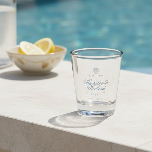 Verre A Shot Coastal Blue Seashell Bachelorette (Coastal Blue Seashell Bachelorette Shot Glass)