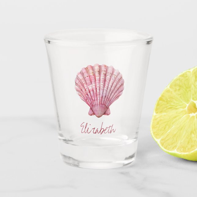 Verre A Shot Coastal rose coquille personnalisée (Devant)