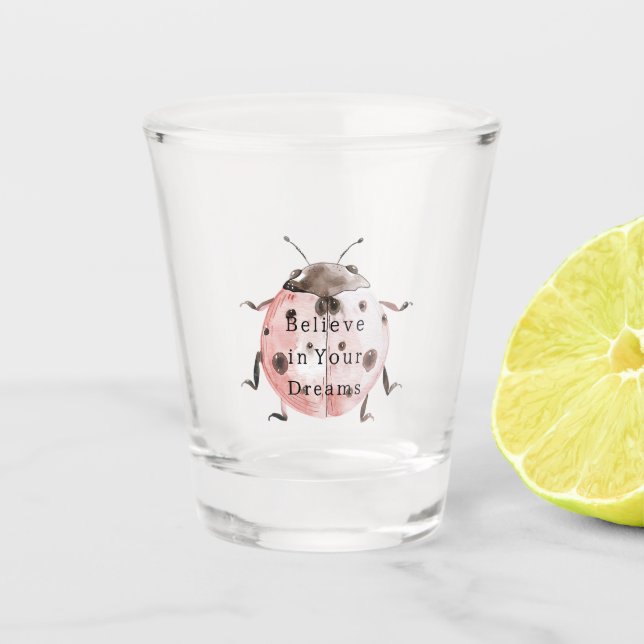 Verre A Shot Coccinelle noire rose (Devant)