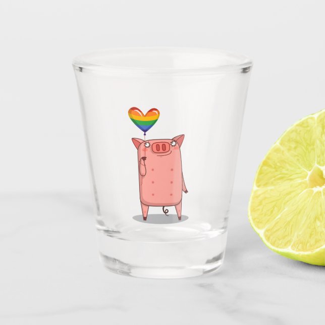 Verre A Shot Cochon Avec Ballot Arc-En-Ciel (Devant)