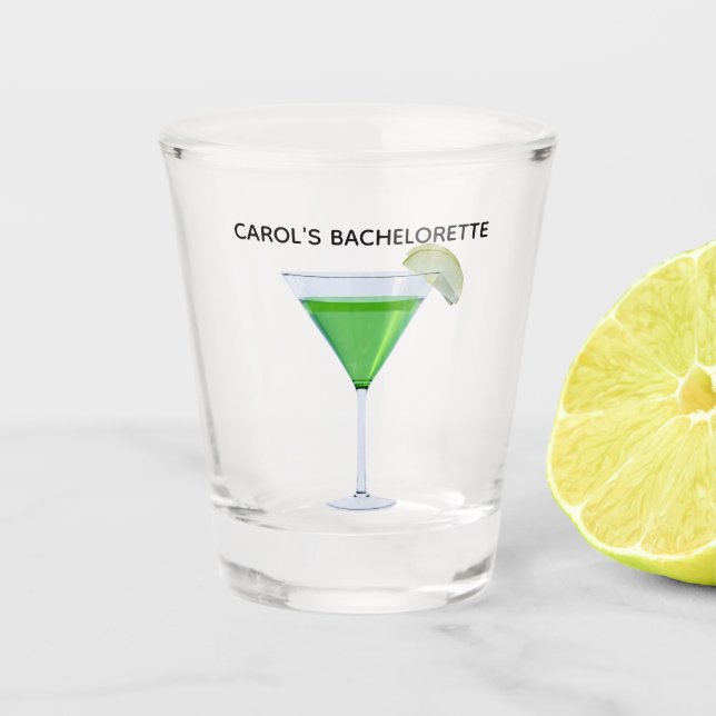 Verre A Shot Cocktail appletini vert avec tranche de pomme (Devant)