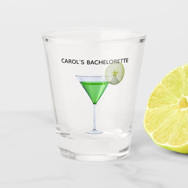 Verre A Shot Cocktail appletini vert avec tranche de pomme (Devant)