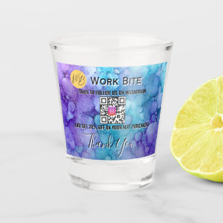 Verre A Shot Code QR Instagram Entreprise Aquarelle Merci