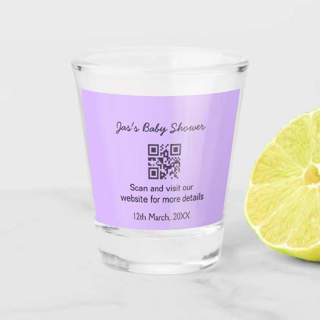 Verre A Shot Code QR simple pour baby shower avec texte de nom  (Devant)
