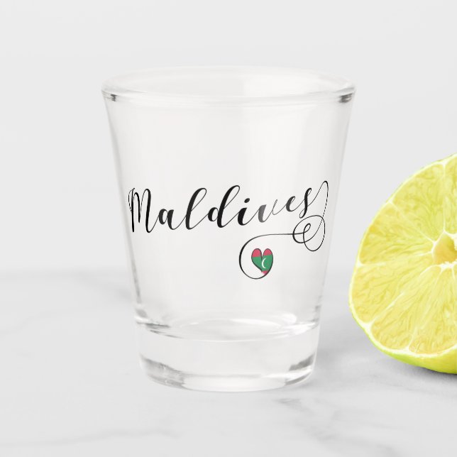 Verre A Shot Coeur de drapeau des Maldives, maldivien (Devant)
