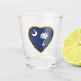 Verre A Shot Coeur de drapeau d'état de la Caroline du Sud