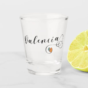 Verre A Shot Coeur Drapeau Valencien, Valence, Espagne