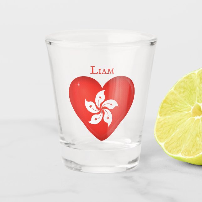 Verre A Shot Coeur du drapeau de Hong Kong personnalisé (Devant)