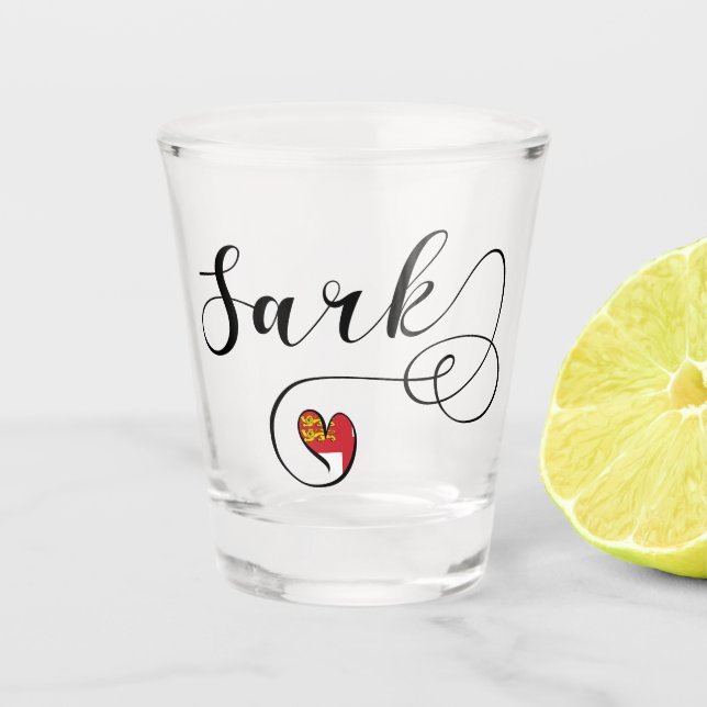 Verre A Shot Coeur du drapeau de l'arche, Îles Anglo-Normandes (Devant)