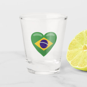 Verre A Shot Coeur du drapeau du Brésil