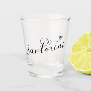 Verre A Shot Coeur Santorin En Drapeau, Grèce, Thira