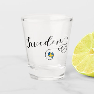 Verre A Shot Coeur suédois de drapeau, conception de manuscrit