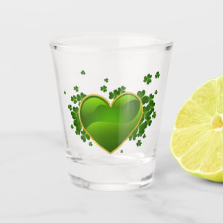 Verre A Shot Coeur vert doré avec Shamrock