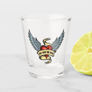 Verre A Shot Coeur vintage Avec Ailes, L'Amour Vous Donne Des A
