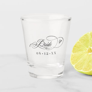 Verre A Shot Cœurs de calligraphie ornée Mariée ID1025