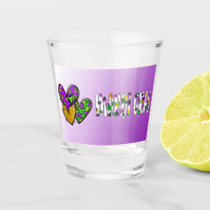 Verre A Shot Coeurs Mardi Gras