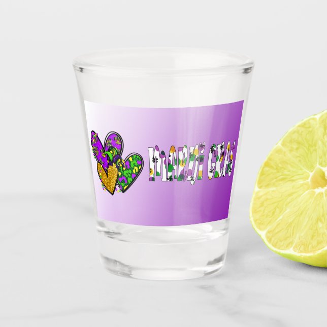 Verre A Shot Coeurs Mardi Gras (Devant)