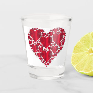 VERRE A SHOT COEURS ROUGES POUR LA JOURNÉE DE VALENTINE