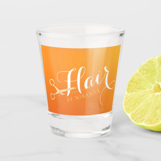 Verre A Shot Coiffeur Salon de maquillage Chic Orange Ciseaux o (Devant)