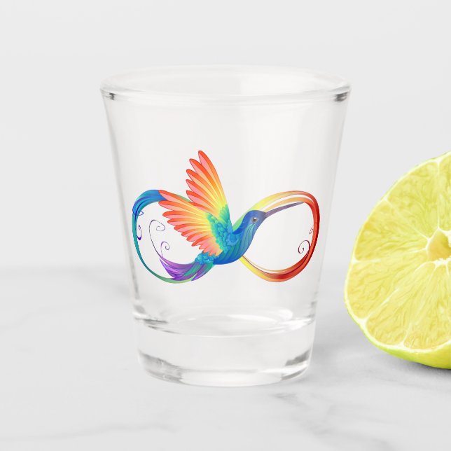 Verre A Shot Colibri arc-en-ciel avec symbole Infinity (Devant)