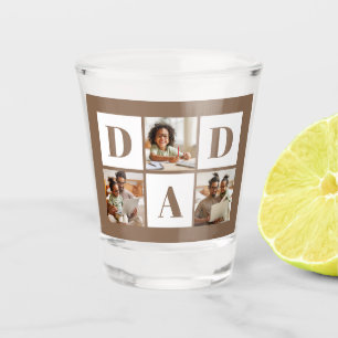Verre A Shot Collage de photos Papa 3 Typographie Gras Marron