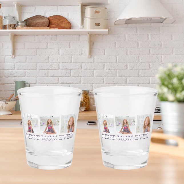 Verre A Shot Collage Photo Purple Best Mom Ever Cadeau (Créateur téléchargé)