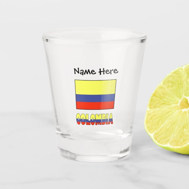 Verre A Shot Colombia and Colombian Flag with Your Name (Devant)