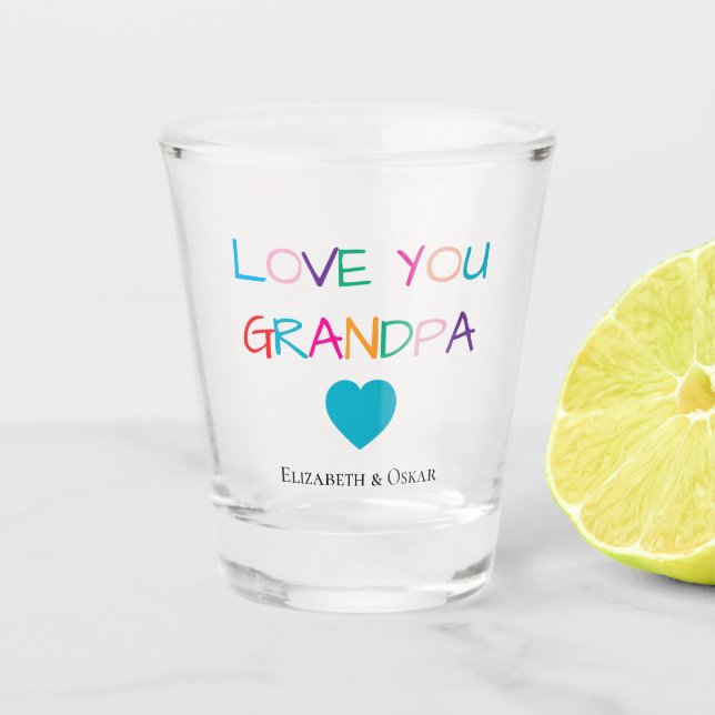 Verre A Shot Coloré "Love You Grandpa" - Amusant & Coeur (Devant)