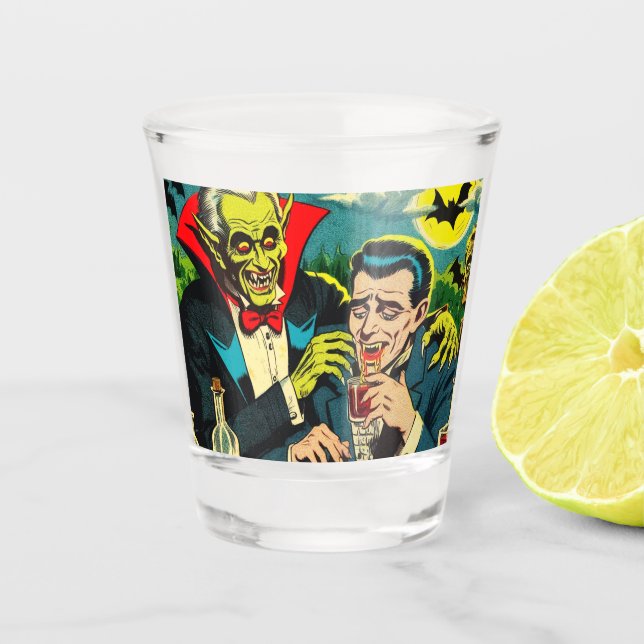 Verre A Shot Comics Vampire d'horreur vintage (Devant)