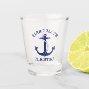 Verre A Shot Compagnon nautique de bleu marine d'Ancre le