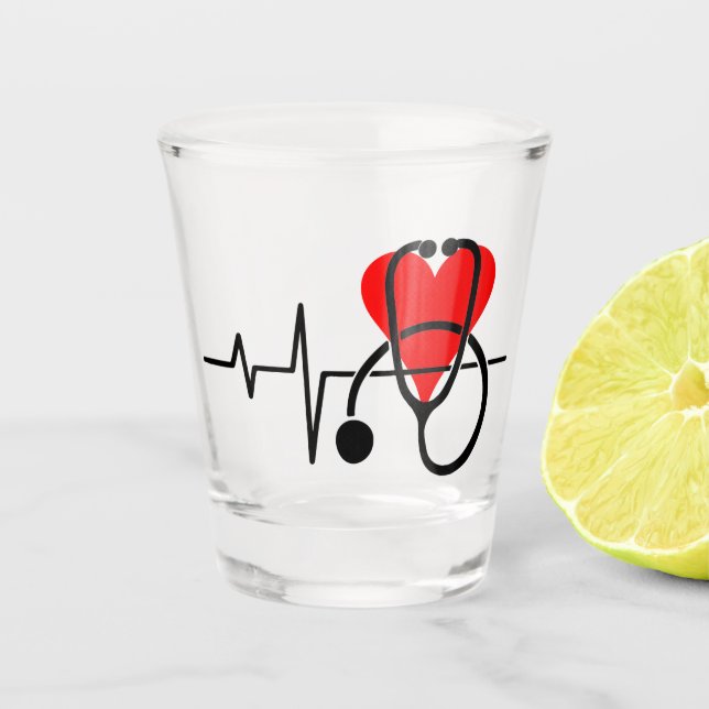 Verre A Shot Conception de cœur et de stéthoscope (Devant)