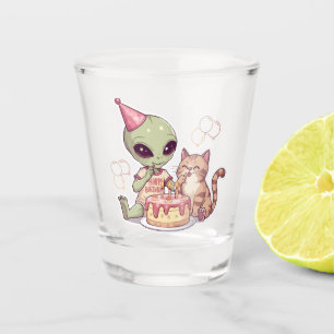 Verre A Shot Conception de fête d'anniversaire d'alien mignon