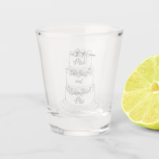 Verre A Shot Conception de gâteau de mariage Mme et Mme