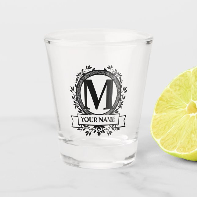 Verre A Shot Conception de monogramme floral (Devant)