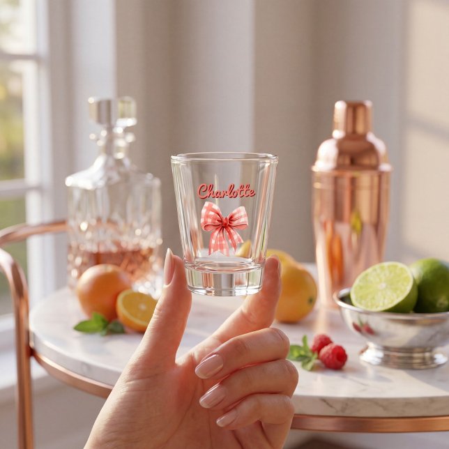 Verre A Shot Conception de ruban Gingham personnalisée avec écr (Créateur téléchargé)