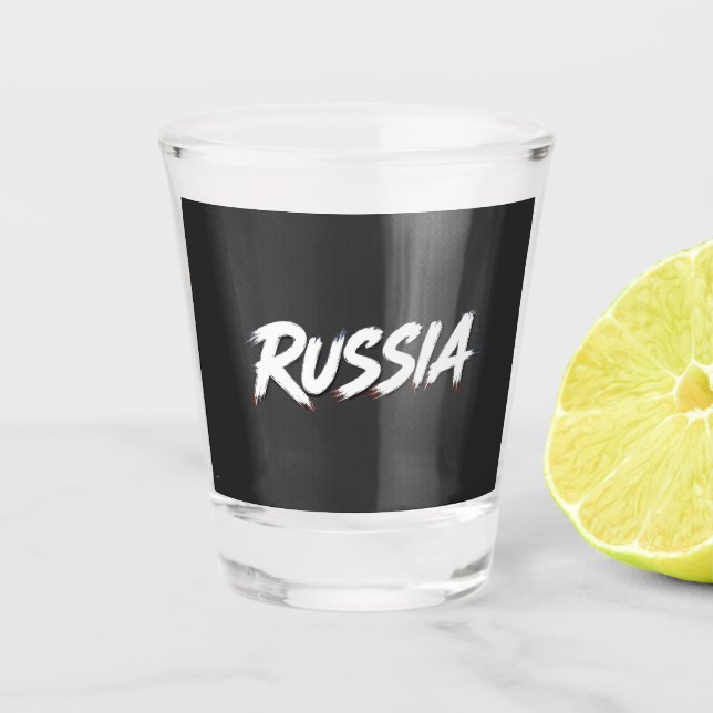 Verre A Shot Conception de typographie du drapeau de la Russie  (Devant)