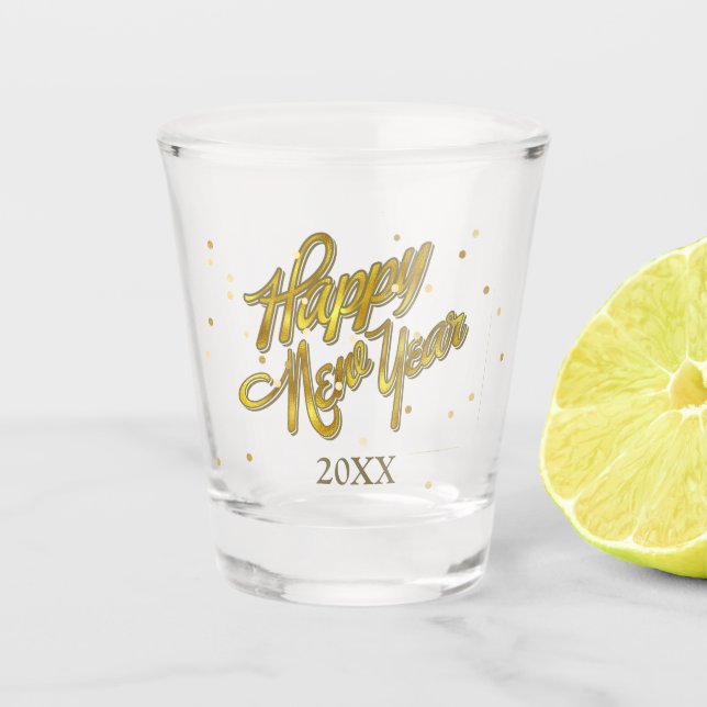 Verre A Shot Confetti arrosé Nouvel An Gold ID610 (Devant)