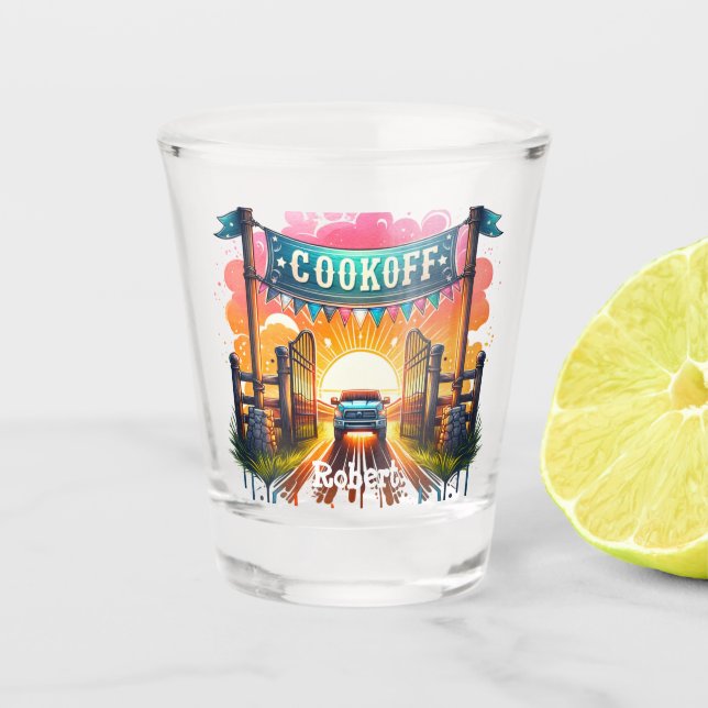 Verre A Shot Cookoff Western Cowboy BBQ personnalisé (Devant)