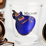 Verre A Shot Cool Blue Electric Guitar, Guitarist Name Musician<br><div class="desc">Add any name to this cool guitar shot glass for a personalized gift for the guitarist who enjoys a sip of liquor. The blue electric guitar is unique and fun for anyone who loves rock and blues music.</div>