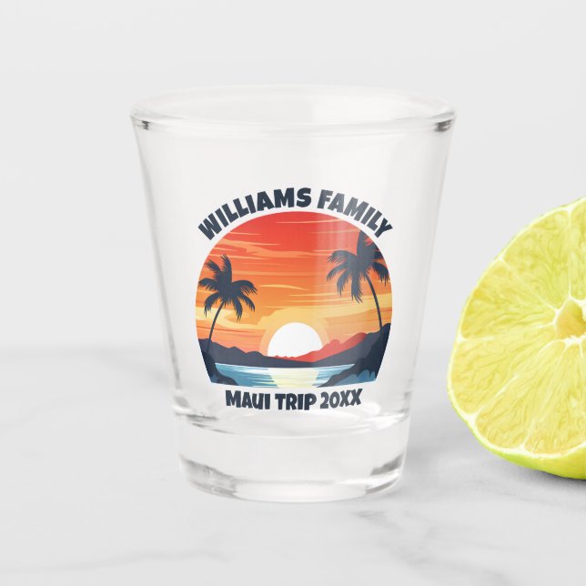 Verre A Shot Cool de voyage sur mesure Sunrise Palm Trees (Devant)