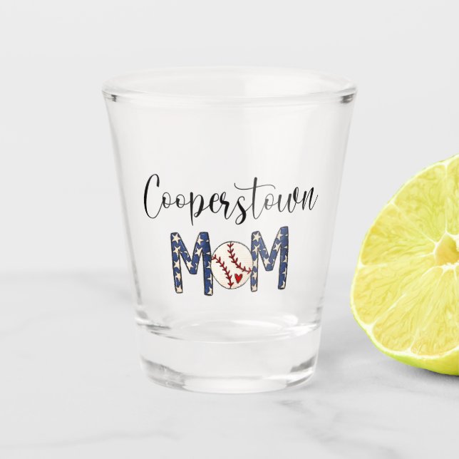 Verre A Shot Cooperstown NY Baseball Maman Stars Script Team Mo (Devant)